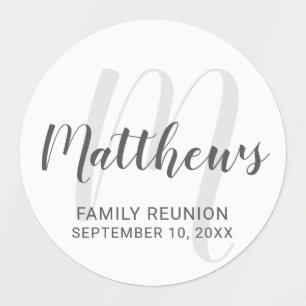 Personalisierte moderne Script-Monogramm und Famil Etiketten
