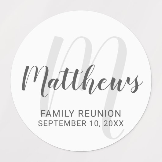 Personalisierte moderne Script-Monogramm und Famil Etiketten (Design 1)