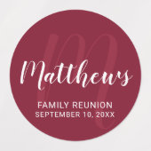 Personalisierte moderne Script-Monogramm und Famil Etiketten (Design 1)