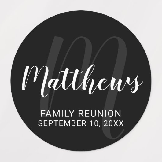 Personalisierte moderne Script-Monogramm und Famil Etiketten (Design 2)