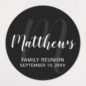 Personalisierte moderne Script-Monogramm und Famil Etiketten (Design 1)