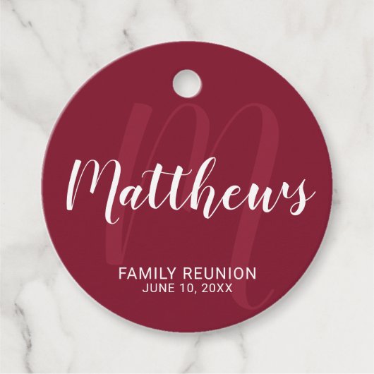 Personalisierte moderne Script-Monogramm und Famil Geschenkanhänger (Vorderseite)