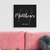 Personalisierte moderne Script-Monogramm und Famil Leinwanddruck (Insitu (Wohnzimmer))
