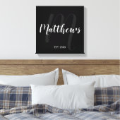 Personalisierte moderne Script-Monogramm und Famil Leinwanddruck (Insitu (Schlafzimmer))