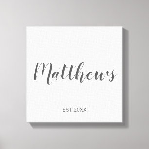 Personalisierte moderne Script-Monogramm und Famil Leinwanddruck