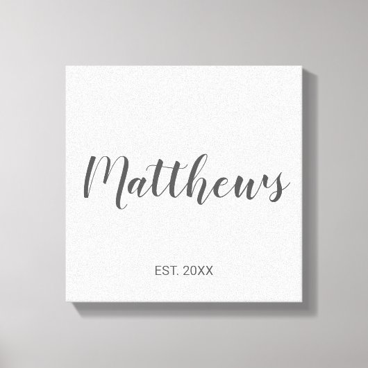 Personalisierte moderne Script-Monogramm und Famil Leinwanddruck (Vorderseite)