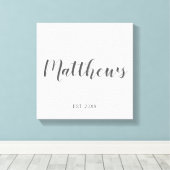 Personalisierte moderne Script-Monogramm und Famil Leinwanddruck (Insitu (Holzboden))
