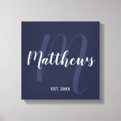 Personalisierte moderne Script-Monogramm und Famil Leinwanddruck (Vorderseite)