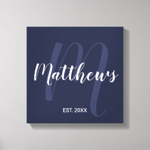 Personalisierte moderne Script-Monogramm und Famil Leinwanddruck