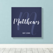 Personalisierte moderne Script-Monogramm und Famil Leinwanddruck (Insitu (Holzboden))