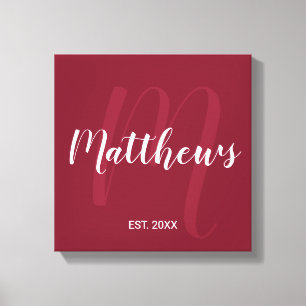 Personalisierte moderne Script-Monogramm und Famil Leinwanddruck