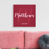 Personalisierte moderne Script-Monogramm und Famil Leinwanddruck (Insitu (Wohnzimmer))