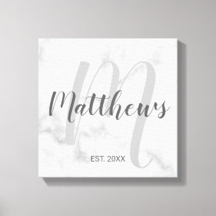 Personalisierte moderne Script-Monogramm und Famil Leinwanddruck