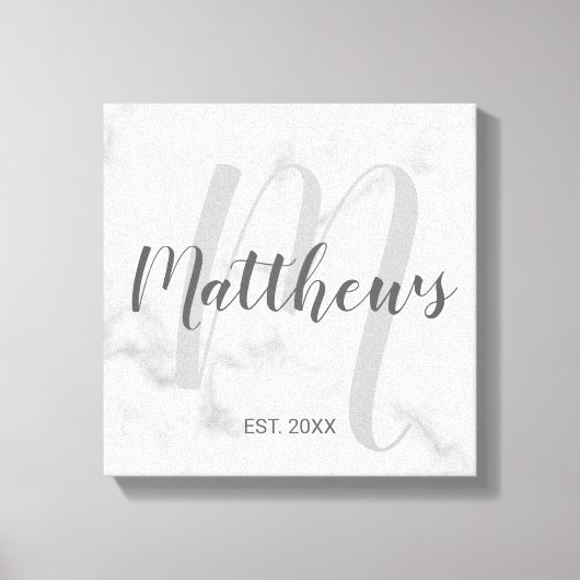 Personalisierte moderne Script-Monogramm und Famil Leinwanddruck (Vorderseite)