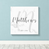 Personalisierte moderne Script-Monogramm und Famil Leinwanddruck (Insitu (Holzboden))