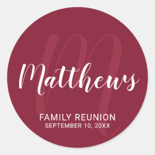 Personalisierte moderne Script-Monogramm und Famil Runder Aufkleber