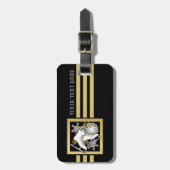 Personalisierte moderne Skaten für Schwarz und Gol Gepäckanhänger (Vorderseite vertikal)