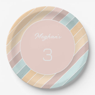 Personalisierte moderne Sommer-Vibes cremige Farbe Pappteller
