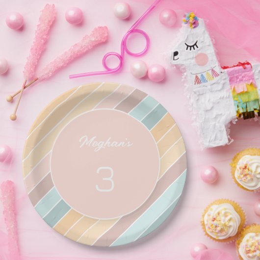Personalisierte, moderne Sommerfarben Pappteller (Party)
