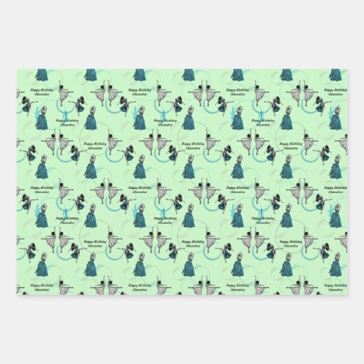 Personalisierte moderne Tänzer geben Wrap-Set Geschenkpapier Set (Vorderseite 2)