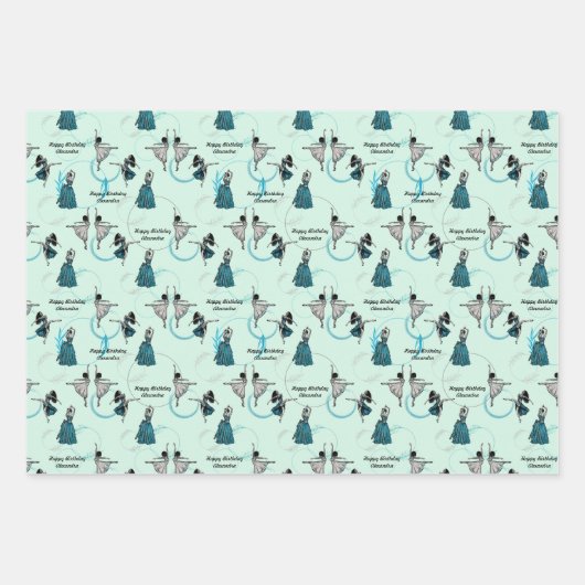 Personalisierte moderne Tänzer geben Wrap-Set Geschenkpapier Set (Vorderseite)