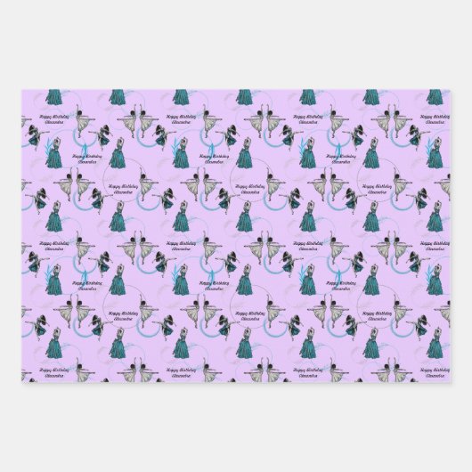 Personalisierte moderne Tänzer geben Wrap-Set Geschenkpapier Set (Vorderseite 3)