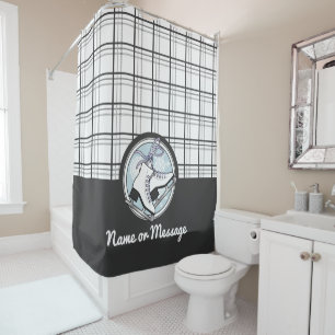 Personalisierte moderne Tartan Ice Skaten Duschvorhang