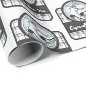 Personalisierte moderne Tartan Ice Skaten Geschenkpapier (Rolleneckpunkt)