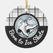 Personalisierte moderne Tartan Ice Skaten Keramik Ornament (Vorne)