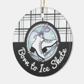 Personalisierte moderne Tartan Ice Skaten Keramik Ornament (Links)