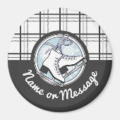 Personalisierte moderne Tartan Ice Skaten Magnet (Vorne)