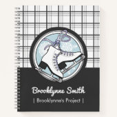 Personalisierte moderne Tartan Ice Skaten Notizblock (Vorderseite)