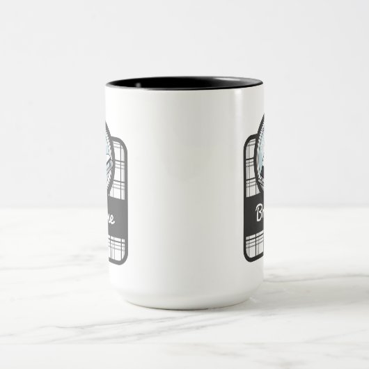 Personalisierte moderne Tartan Ice Skaten Tasse (Zentrum)
