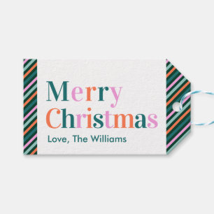 Personalisierte moderne Typografie Frohe Weihnacht Geschenkanhänger
