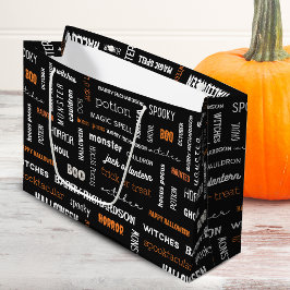 Personalisierte moderne Typografie Halloween Große Geschenktüte