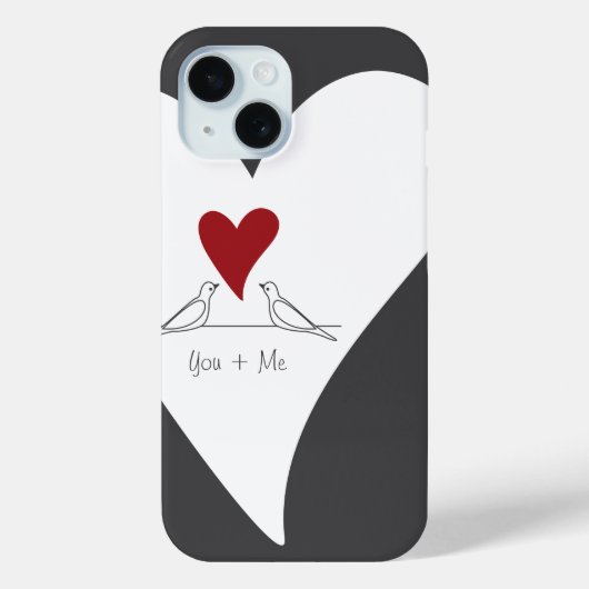 Personalisierte moderne Vögel in Liebe Rotes Herz Case-Mate iPhone Hülle (Rückseite)