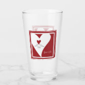 Personalisierte moderne Vögel in Liebe Rotes Herz Glas (Rückseite)