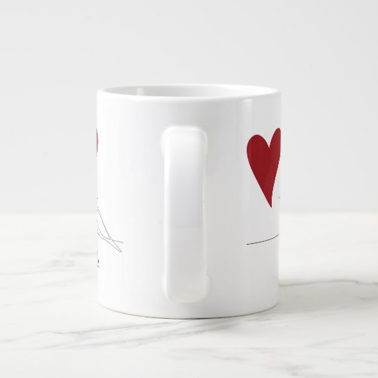 Personalisierte moderne Vögel in Liebe Rotes Herz Jumbo-Tasse (Rückseite)
