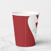 Personalisierte moderne Vögel in Liebe Rotes Herz Pappbecher (Rechts)