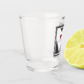 Personalisierte moderne Vögel in Liebe Rotes Herz Schnapsglas (Links)