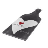 Personalisierte moderne Vögel in Liebe Rotes Herz Schneidebrett (Ecke)