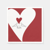 Personalisierte moderne Vögel in Liebe Rotes Herz Serviette (Vorderseite)