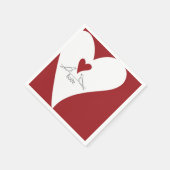 Personalisierte moderne Vögel in Liebe Rotes Herz Serviette (Ecke)