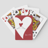 Personalisierte moderne Vögel in Liebe Rotes Herz Spielkarten (Rückseite)