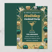 Personalisierte moderne Weihnachts-Cocktailparty Einladung (Vorne/Hinten)