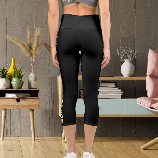Personalisierte, moderne weiße Katze Name Niedlich Capri Leggings