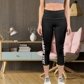 Personalisierte, moderne weiße Katze Name Niedlich Capri Leggings