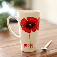 Personalisierte Mohnblume Blume Große Latte Tasse
