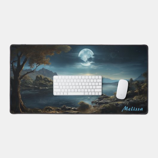Personalisierte Mondlicht-Nachtlandschaft Schreibtischunterlage (Tastatur & Maus)