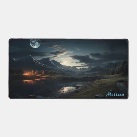 Personalisierte Mondlicht-Nachtlandschaft Schreibtischunterlage (Vorderseite)
